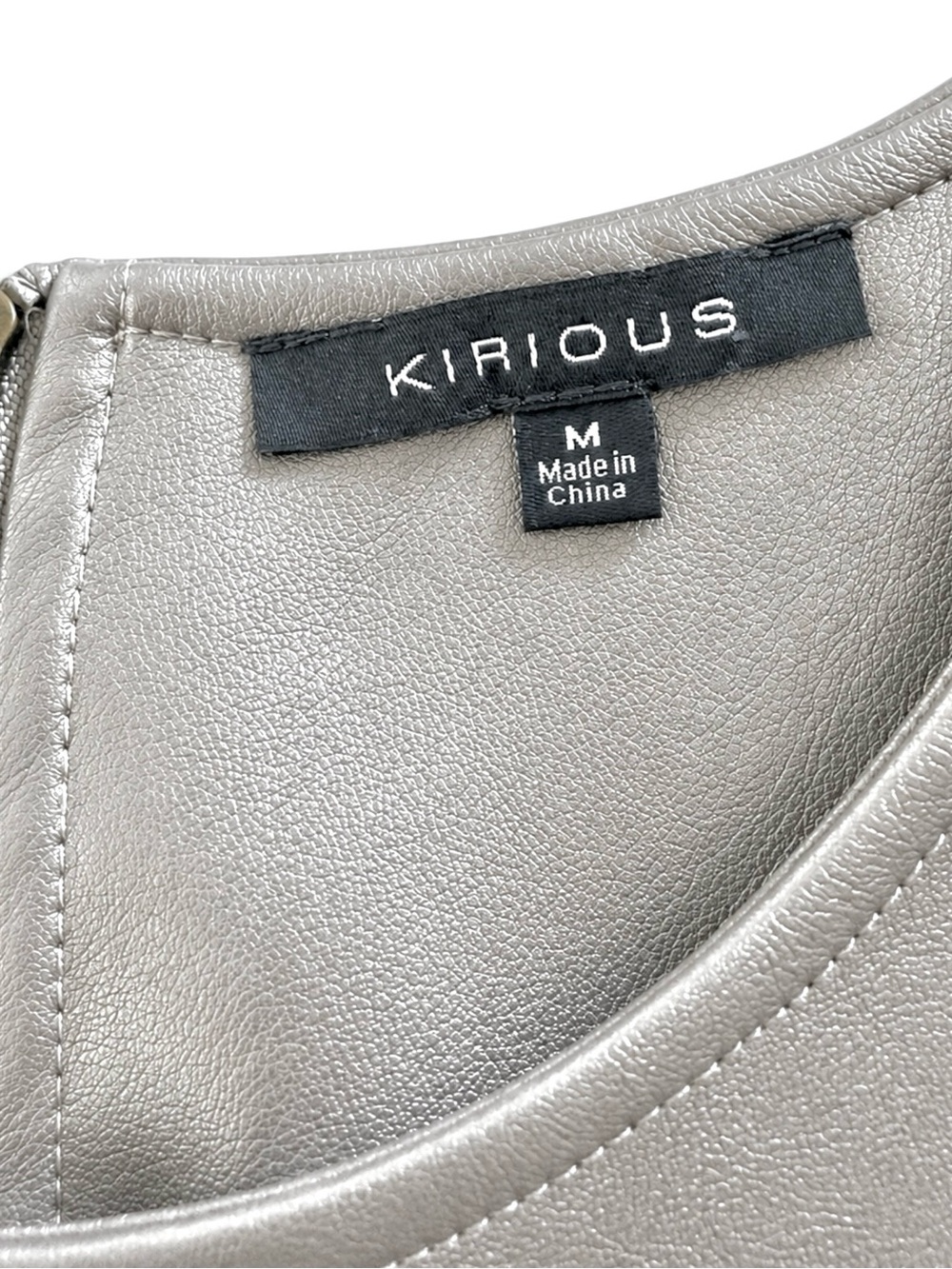 KIRIOUS Metallic Faux Leather Crop Top – Size Medium – Silver Taupe Tank - Picture 4 of 13